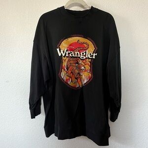 Wrangler women’s sweatshirt dress size large black tiger logo long sleeve cotton